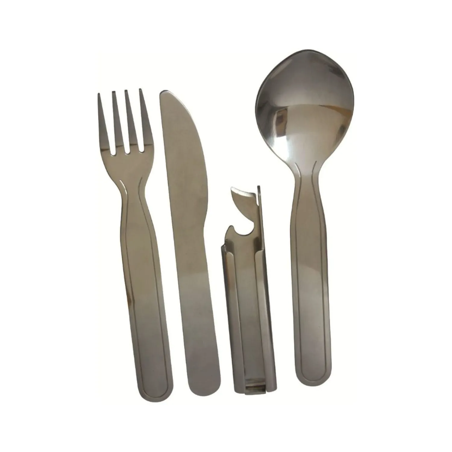 Cheap Highlander Bestiksaet I Stal Til Outdoor - Kniv, Gaffel, Ske Og Daseabner
