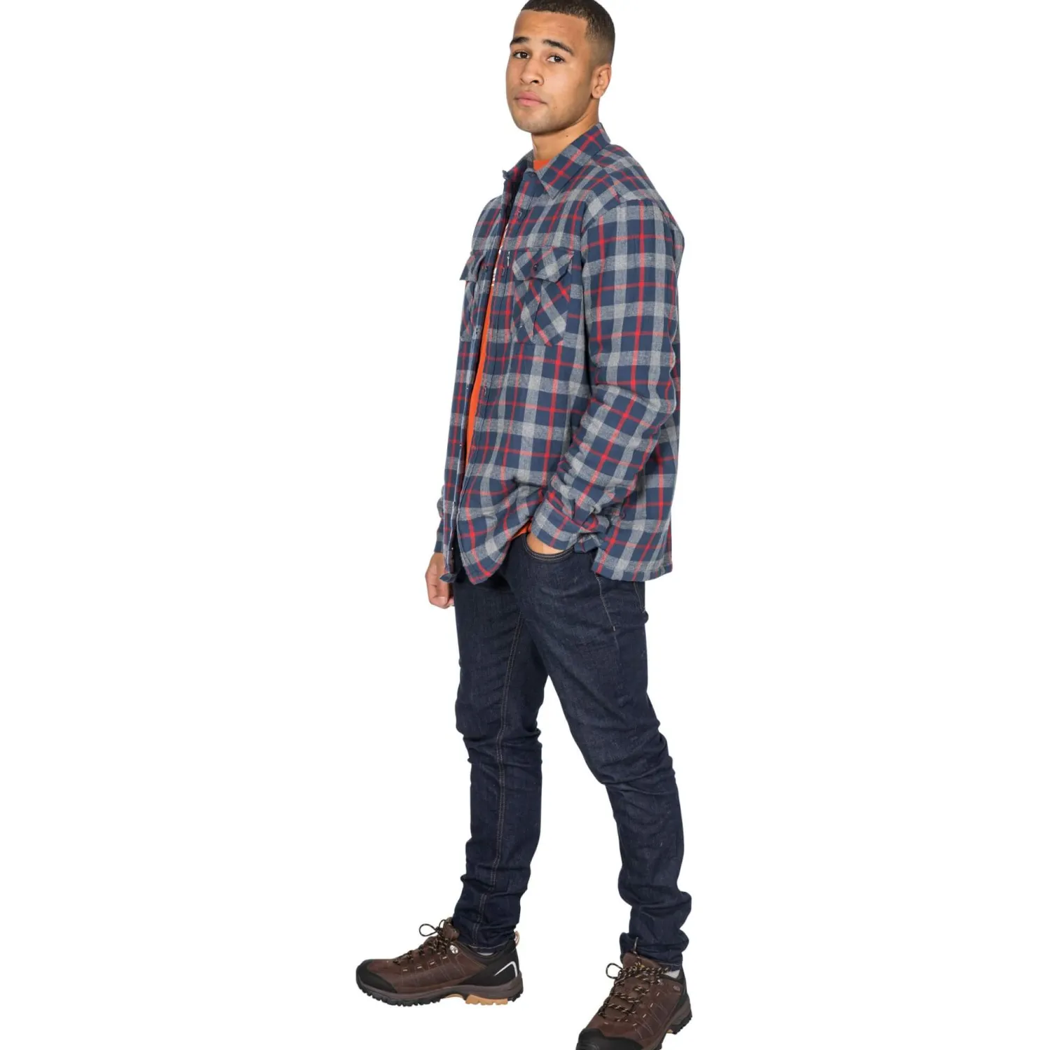Cheap Trespass Fleece Skjorte Til Herre - Rapeseed - Navy Check