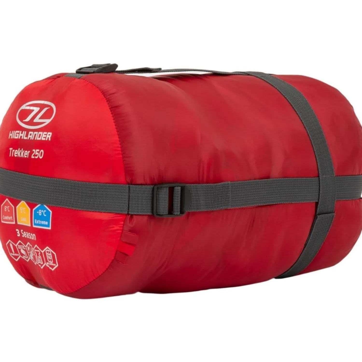 Store Highlander Sovepose - Trekker 250 - 3-Sæsons - Rod