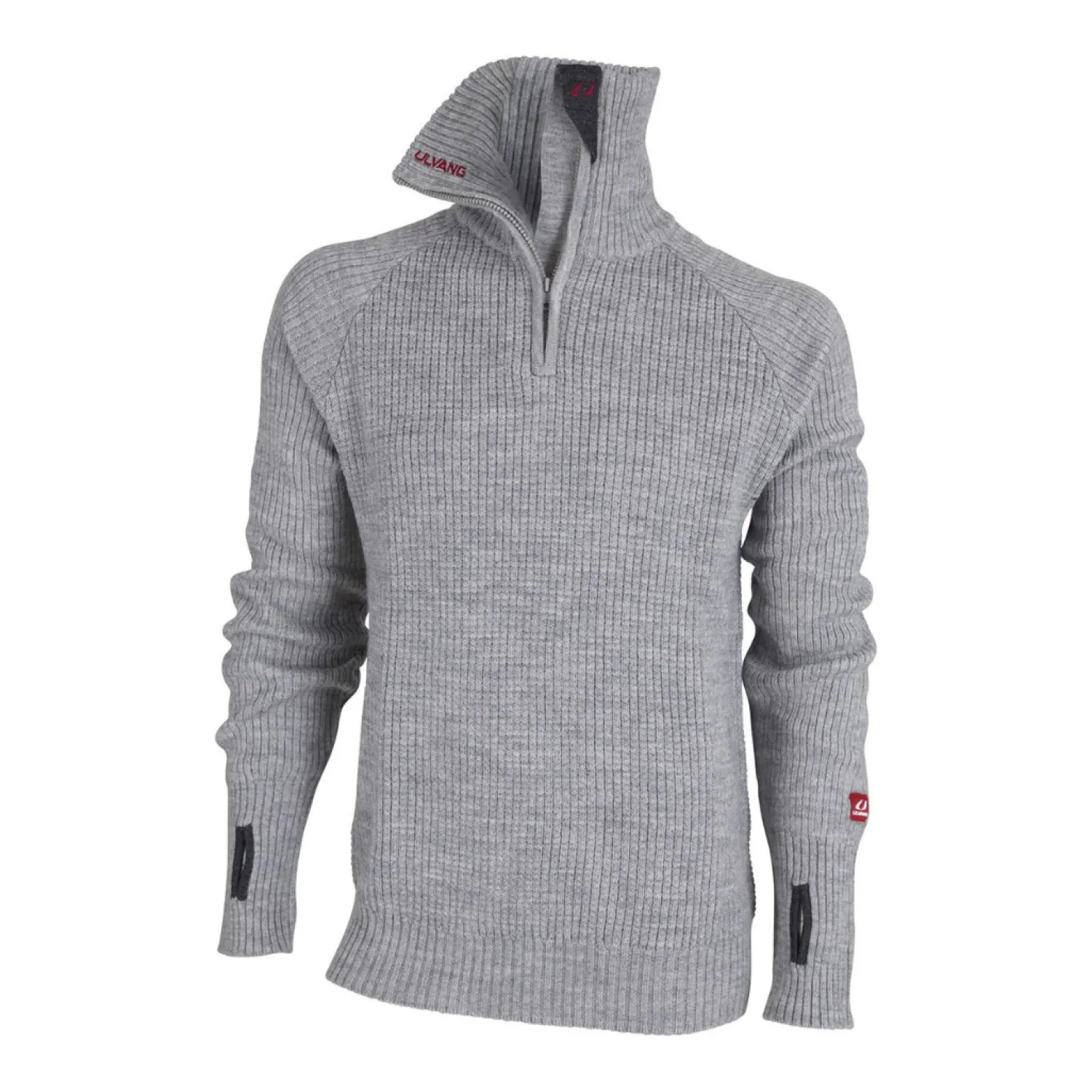 Store Ulvang Uld Sweater - Rav Zip - 100% Uld - Gra
