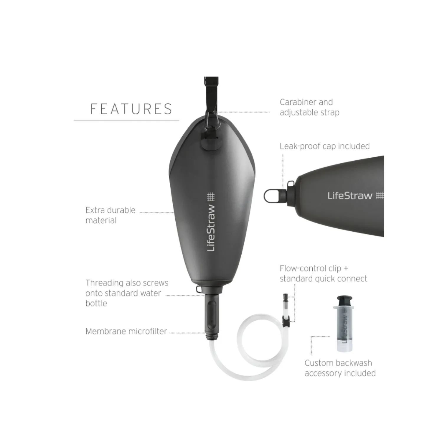 Store Lifestraw Vandfilter Blaere - Peak Compact Gravity Filter - 3 Liter